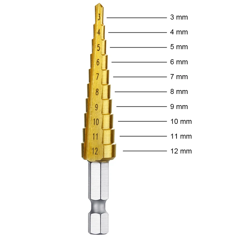 Vastar HSS стальное титановое ступенчатое сверло 3-12 мм 4-12 мм 4-20 мм ступенчатое конусное сверло для деревообработки