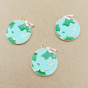 

10pcs 20x21mm earth map charms enamel charm for jewelry making and crafting charm fashion pendant