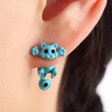 1 par de moda múltipla cor clássica moda gatinho animal jóias bonito gato parafuso prisioneiro brincos para meninas femininas