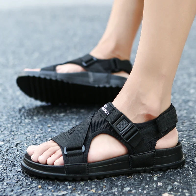 Sandals Men shoes 2018 Gladiator Men's Sandals Roman Men Shoes Summer Flip Flops Gray Black Flat Sandals Large Size 45 46