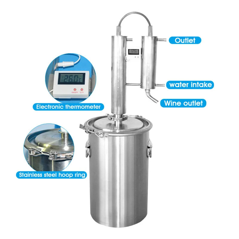 DIY Alcohol Distiller  Stainless Steel  Distillation Apparatus Laboratory Chemistry Glassware Set 12L 30L35L With Thermometer (8)