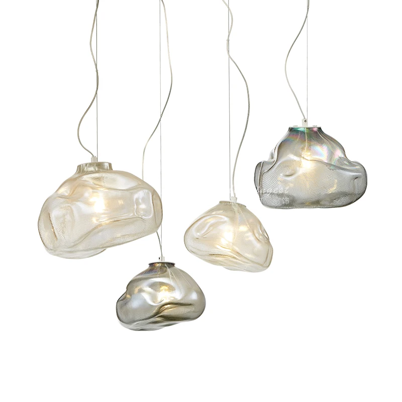 

DX Modern Clear Led Pendant Light Designer'S Light Glass Lamp Dining Room Loft Living Room Creative Luminaire Gray Luster
