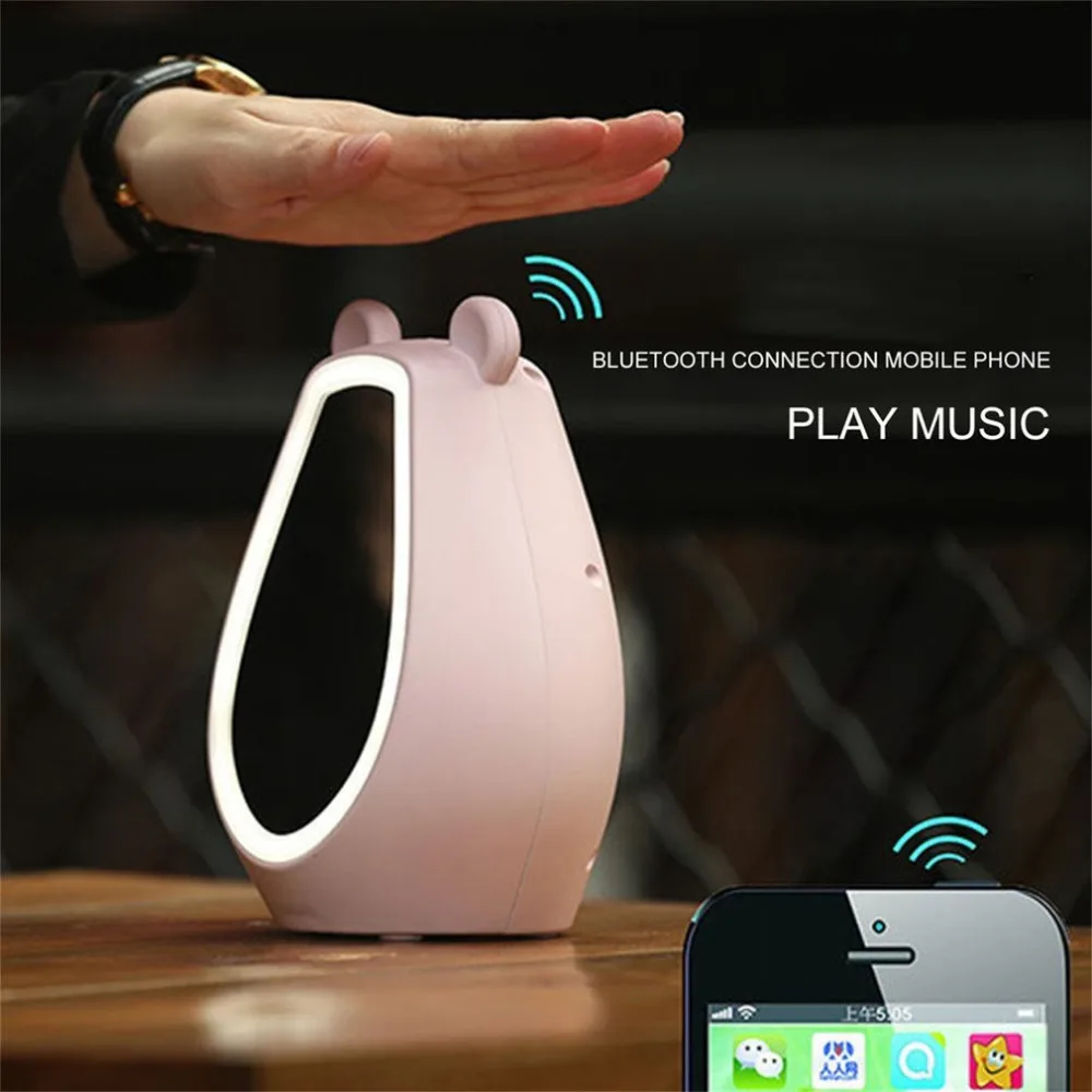 

Hot Sale Multifunctional Bluetooth Speaker LED Table Desktop Lamp Smart Clock Makeup Mirror Rechargeable Gesture Sensing Gift