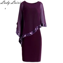 Vestidos летнее торжественное платье модное однотонное шифоновое платье с рукавом «летучая мышь» с блестками, облегающее женское офисное платье-Карандаш OL