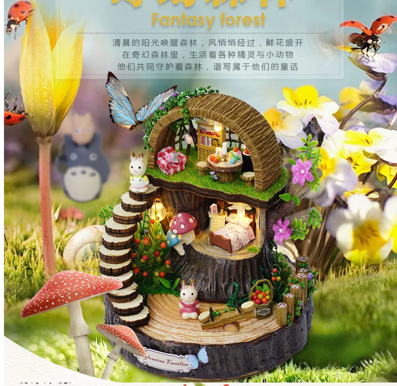

Funny DIY micro house Action & Toy Figures toys for children gift house model Villa Castle mini building
