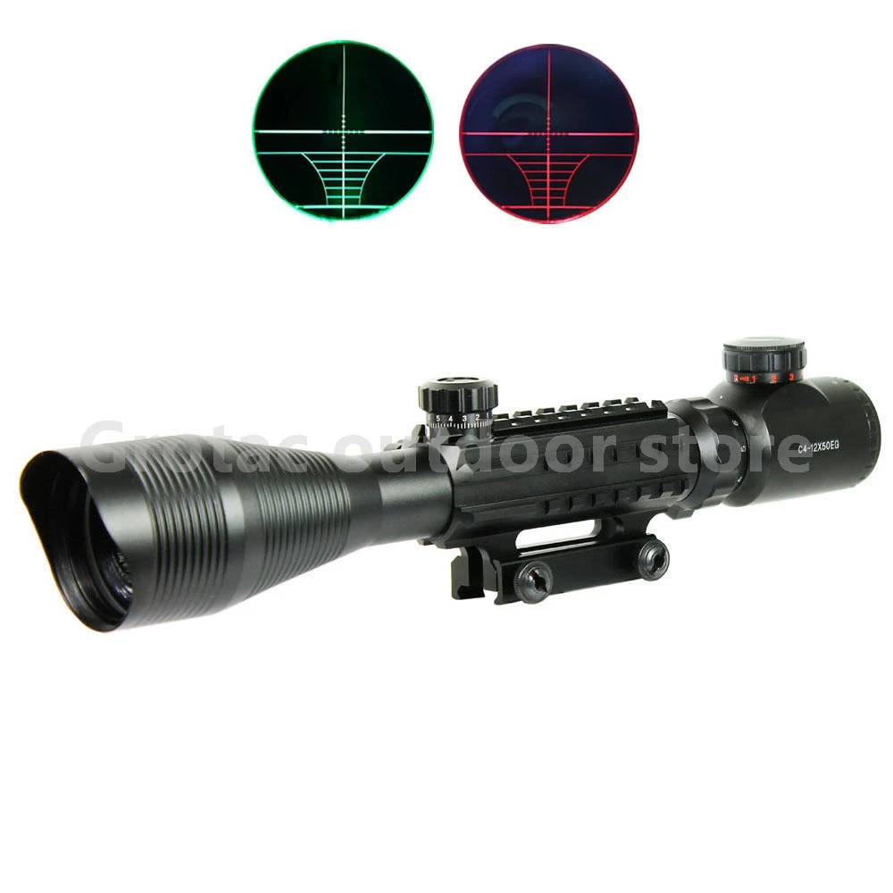 Buy 4 12X50 Tactical Optical Rifle Scope Red Green Dual illuminated w/ Side