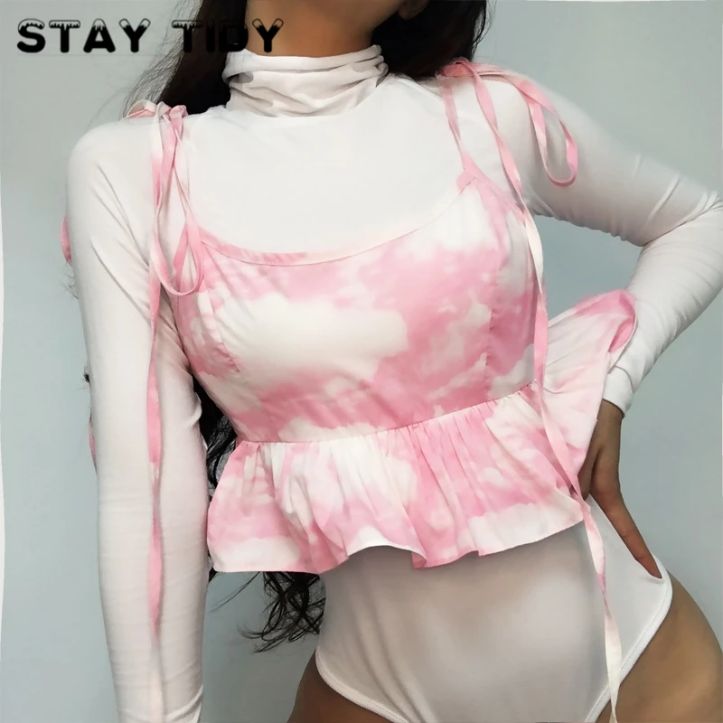 STAY TIDY 2019 женские летние укороченные топы пикантные тонкие бретельки без рукавов