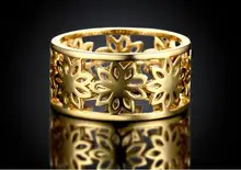 Beautiful pretty cute fashion Wedding Party yellow flower gold color NICE women crystal Lady Ring jewelry