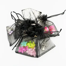 The Cheapest Online Organza Gift Bag 100pcs 7x9cm Black Shell Jewelry Display Packaging Storage Bag Pouches Drawstring Tea Dry Flower Food Bolsa  Best Offers