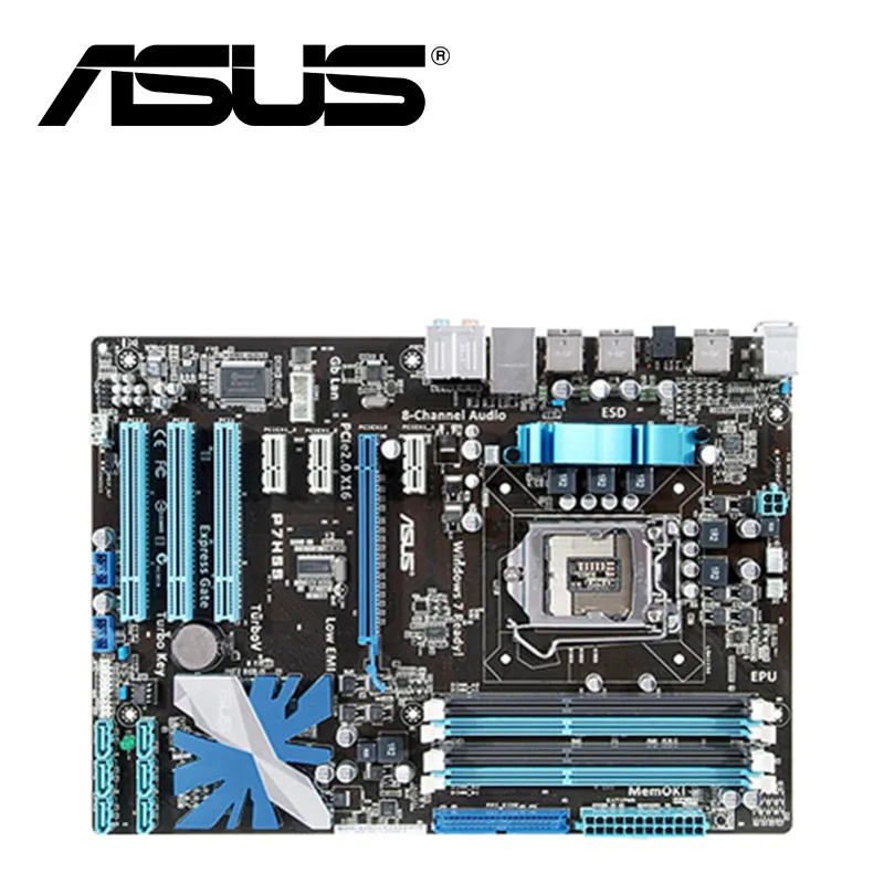 Asus P7H55 настольная материнская плата H55 Socket LGA 1156 i3 i5 i7 DDR3 16G ATX UEFI биос оригинальная б/у материнская плата в продаже