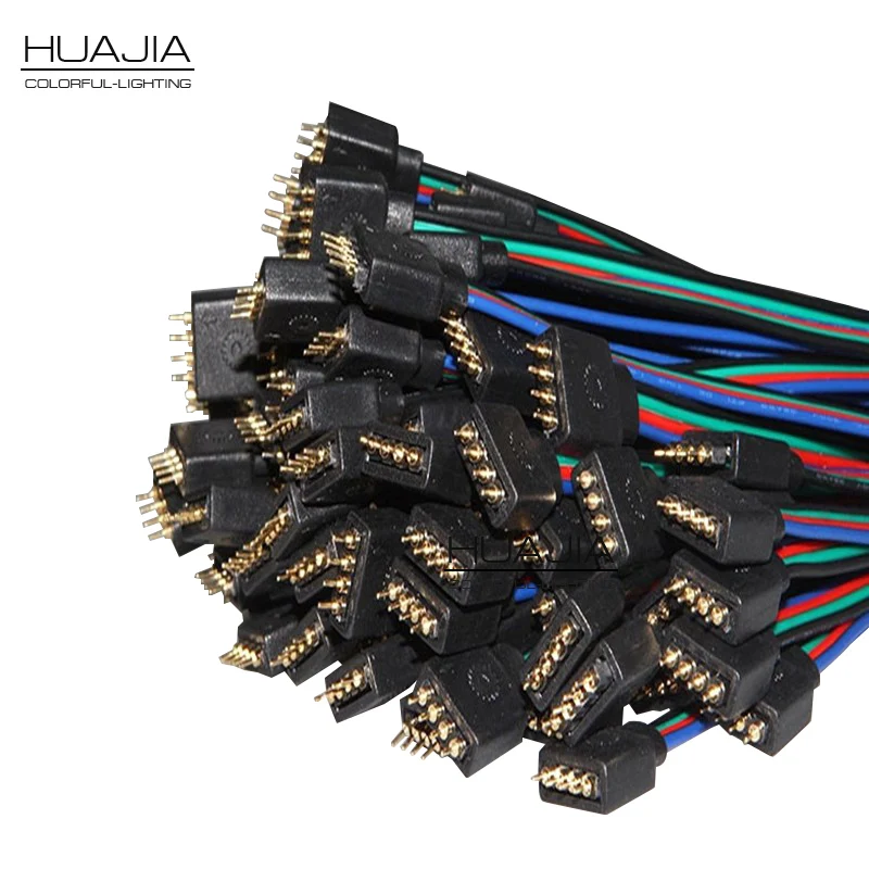 

10pairs RGB 4pin Female/Male Connector Cable Wire for 5050/3528 RGB Led Strip 4 Pin Led Cable for RGB LED Controller