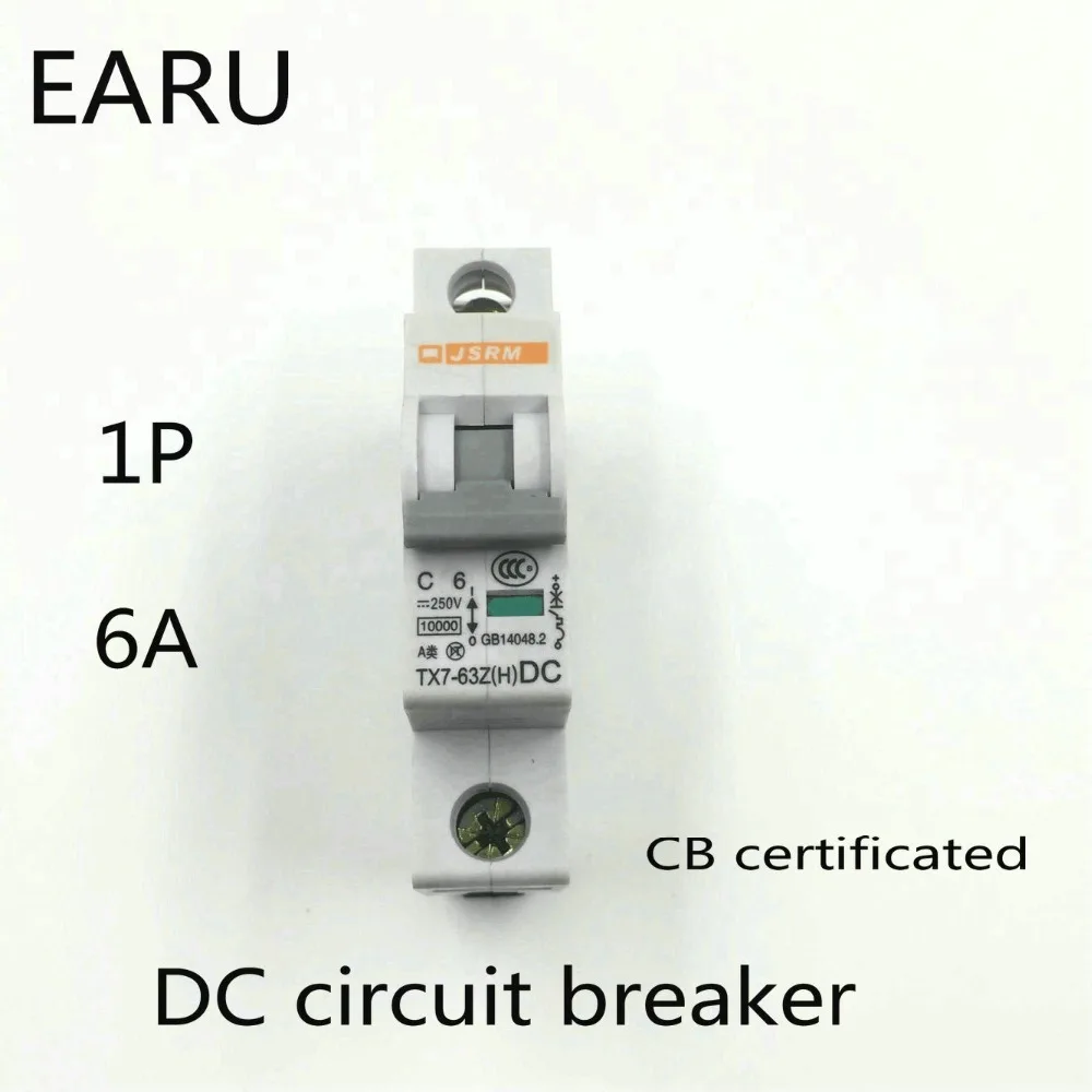 

1P 6A DC 250V DC Circuit Breaker MCB for PV Solar Energy Photovoltaic System Battery C curve CB Certificated Din Rail Mounted