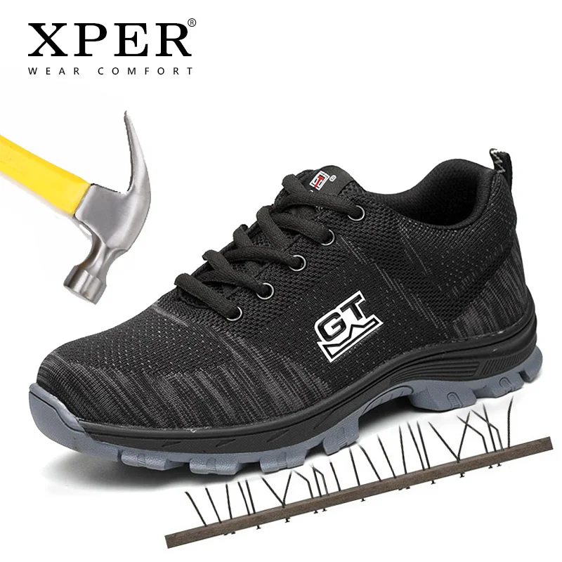 

New Fashion Work Shoes Men Sneakers Brand Safety Footwear Steel Toe Outdoor Non-Slip Anti-Smashing Anti-Puncture Shoes #XP036