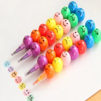 

7 Color Crayons Cartoon Face Expression Candy Gourd Pen Children Students Painting Stationery School Office Supplies