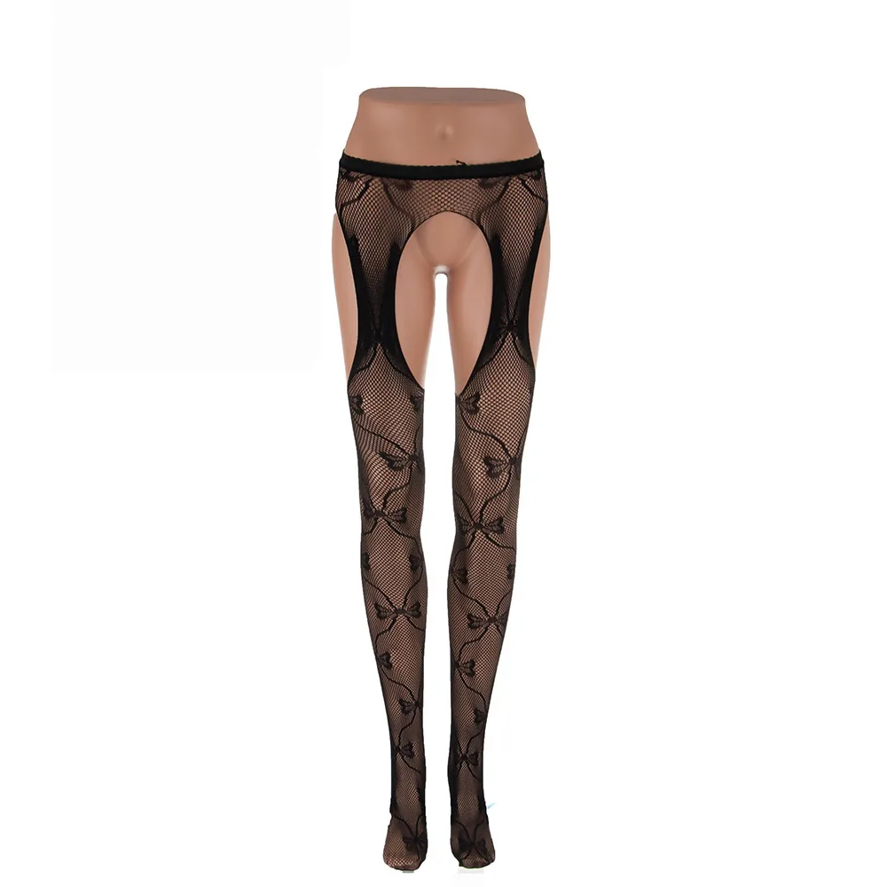 Women's Lace Sexy Tights Black Color Lady Open Crotch Pantyhose