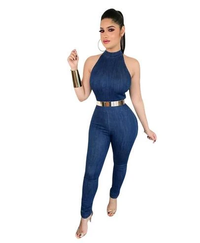 sleeveless jean jumpsuit