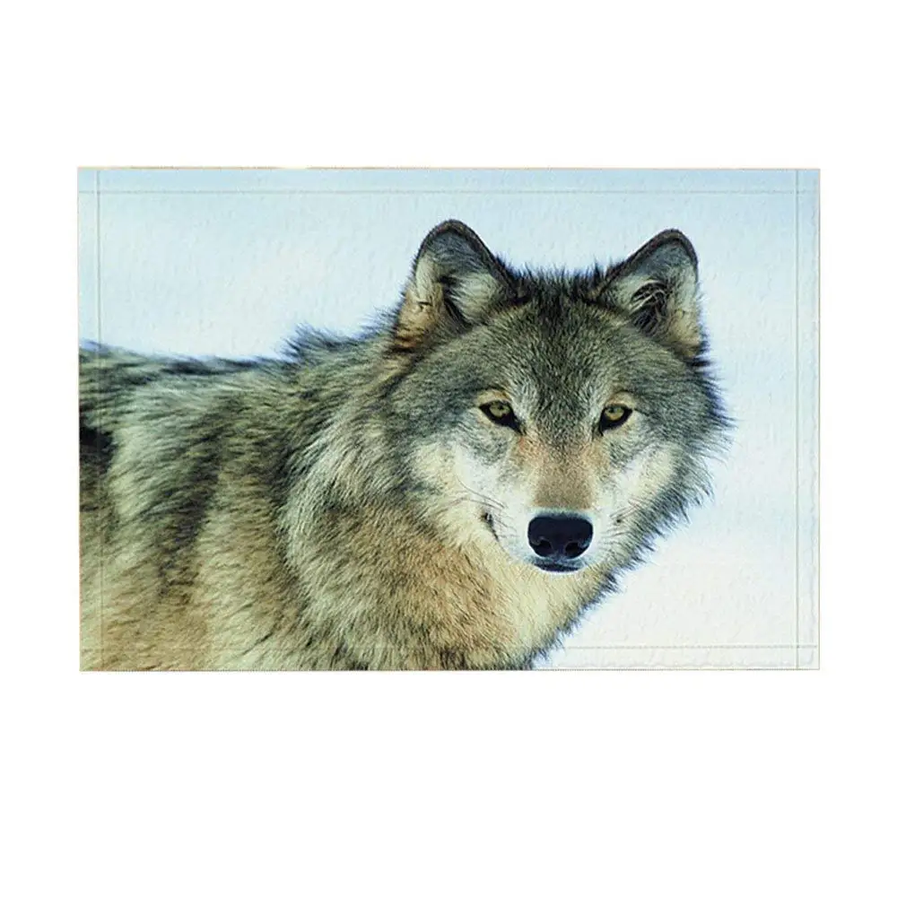 

Wild Animal Bath Rugs Winter Lone Wolf In Snow Cold Solitude Non-Slip Doormat Floor Entryways Front Door Mat Kids Bath Mat