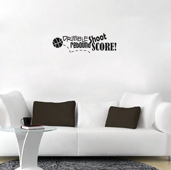 66x20cm Basketball Wall Decals Dribble Shoot Home Removable