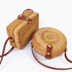 Bolsa feminina тканый ротанг Сумка круглая соломенная сумка через плечо пляжные сумки женские летние полые ручной работы сумки через плечо