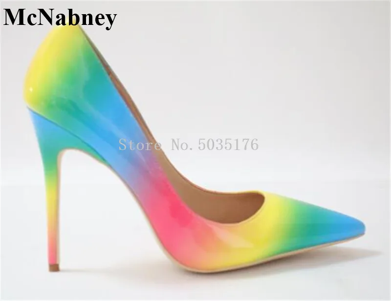 

2019 European Fashion Mixed Colors Newest Pointed Toe Pumps High Heel Stiletto Heels Slip-On Pumps Shallow Dress Women Shoes
