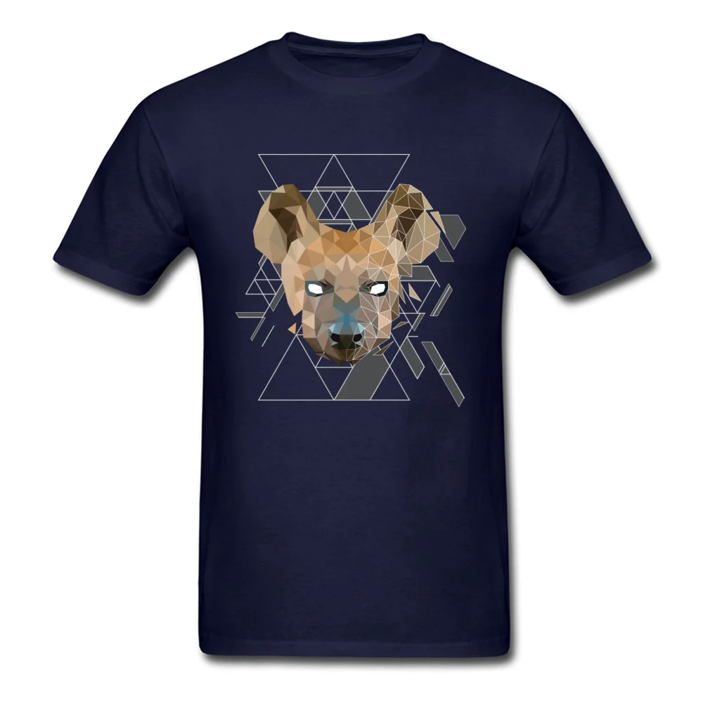 Геометрическая гиена Мужская футболка с принтом короткий рукав модная футболка хлопок дикая природа футболки с изображением волка 3D сильный зверь футболка - Цвет: Тёмно-синий