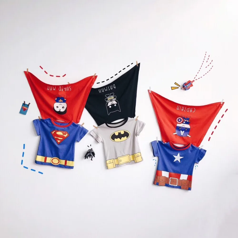 

2019 New design summer kids tee cotton super man tshirt boys girls summer tops