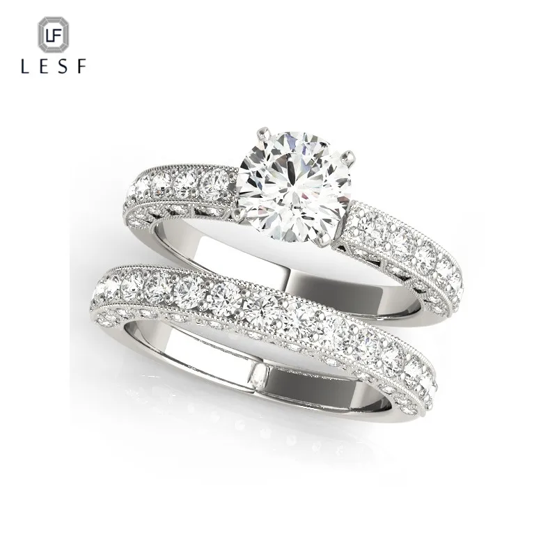 

LESF Women Fashion Ring Set 925 Silver Shining Round cut Zircon For Discount Couple Wedding Rings Bridal Jewelry