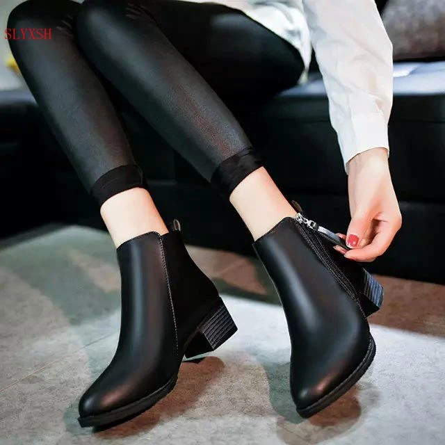 

New fashion black andred Autumn Winter Women Boots Suede Female Side Zipper Boots Vintage Fashion Ankle Boots