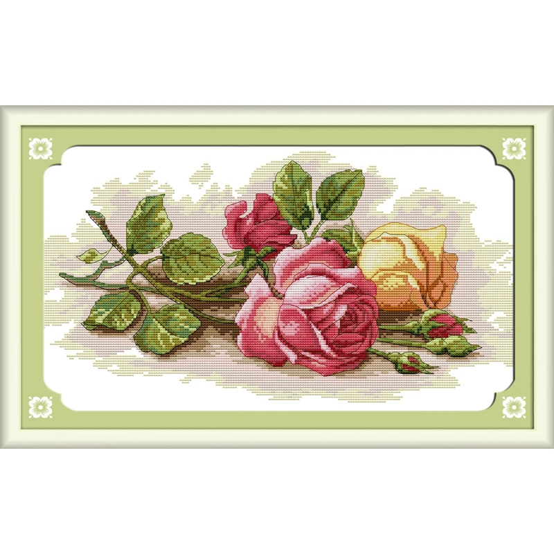 

Everlasting love Christmas Colorful rose Ecological cotton Cross Stitch 11CT and 14CT Printed New store sales
