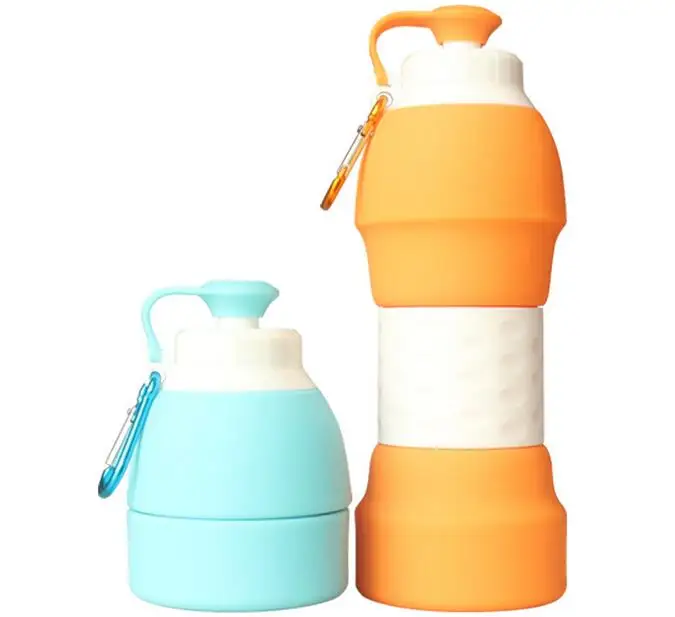 

580ML Portable BPA Free Silicone Water Bottle Folding Coffee Teacup Outdoor Travel Drinking Collapsible Sport Drink Bottle B9141