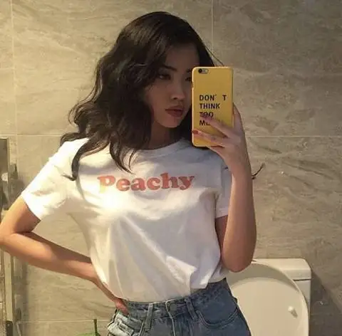 Peachy футболка с буквенным принтом модная одежда Tumblr для женщин Топы 90s девочек