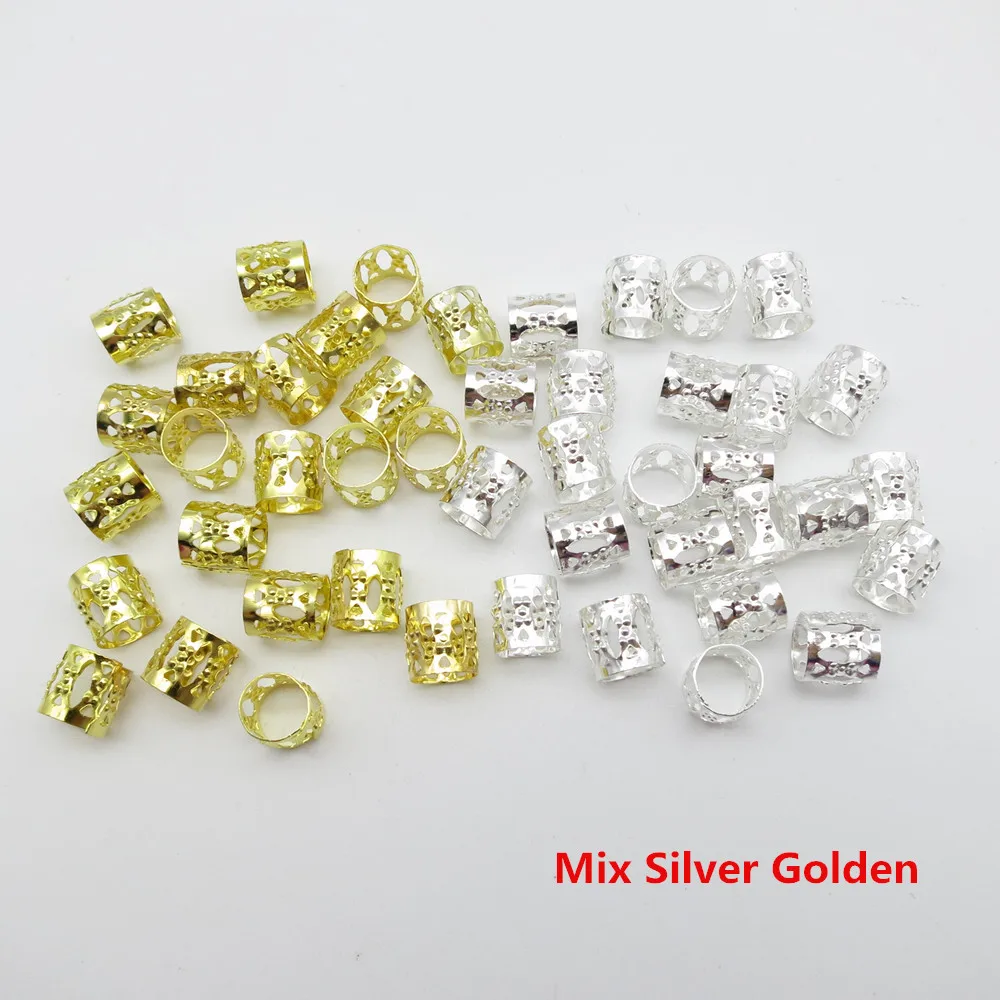 

100Pcs/Lot adjustable Golden/Silver Kids women Box hair dread Braids dreadlock Beads cuffs clips Micro Ring Accessories