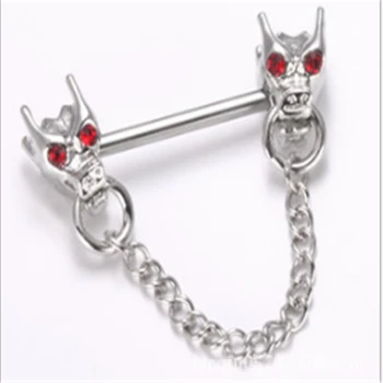 

2PCS New Arrival Fashion Dangle Nipple Rings Stainless Steel Animal Double Dragon Piercing Nipple Rings Women Body Jewelry Gifts