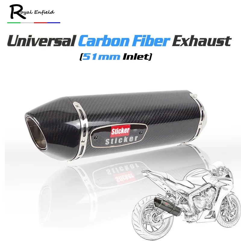 

51mm Universal Motorcycle Exhaust R77 carbon fiber Muffler Pipe Escape Moto Racing for cbr650 1000 cb650f gsxr600 for Yoshimura