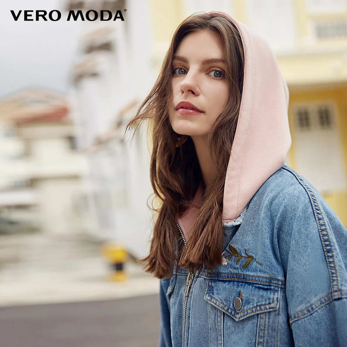 price cut  Vero Moda oversize cowboy hooded Denim short coat Jacket  318157509