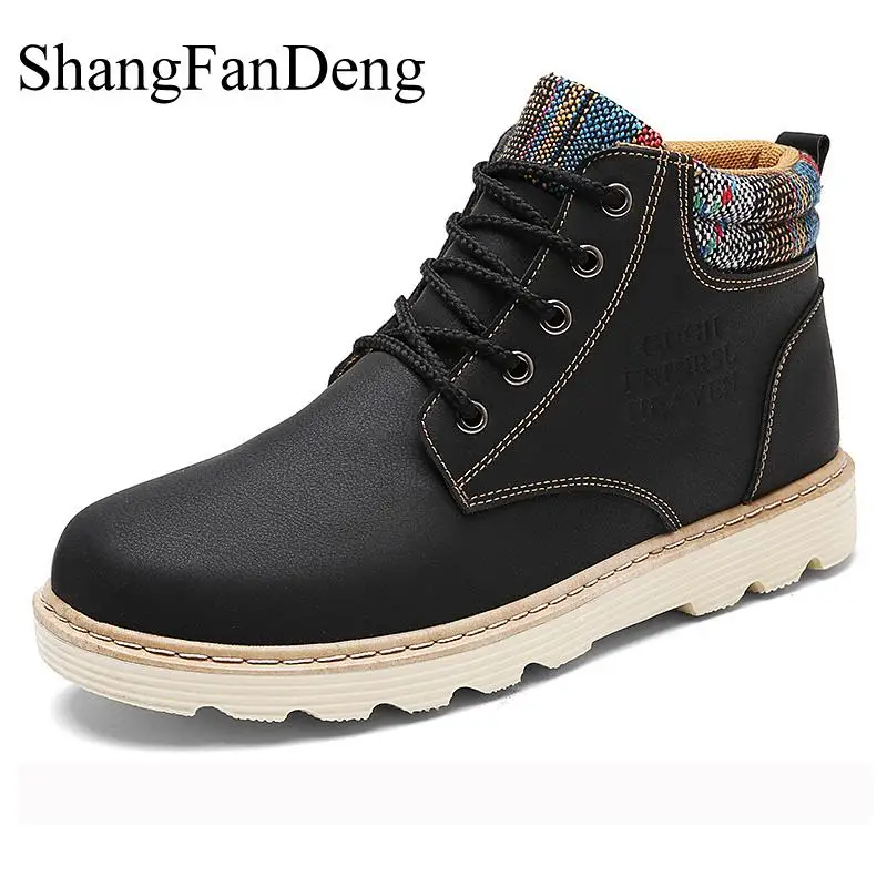 

Shangfandeng Men Shoes Casual Snow Walking Martin Men Boots Winter Warm Anti-slip High Top Outdoor Boots Gentleman Male Footwear