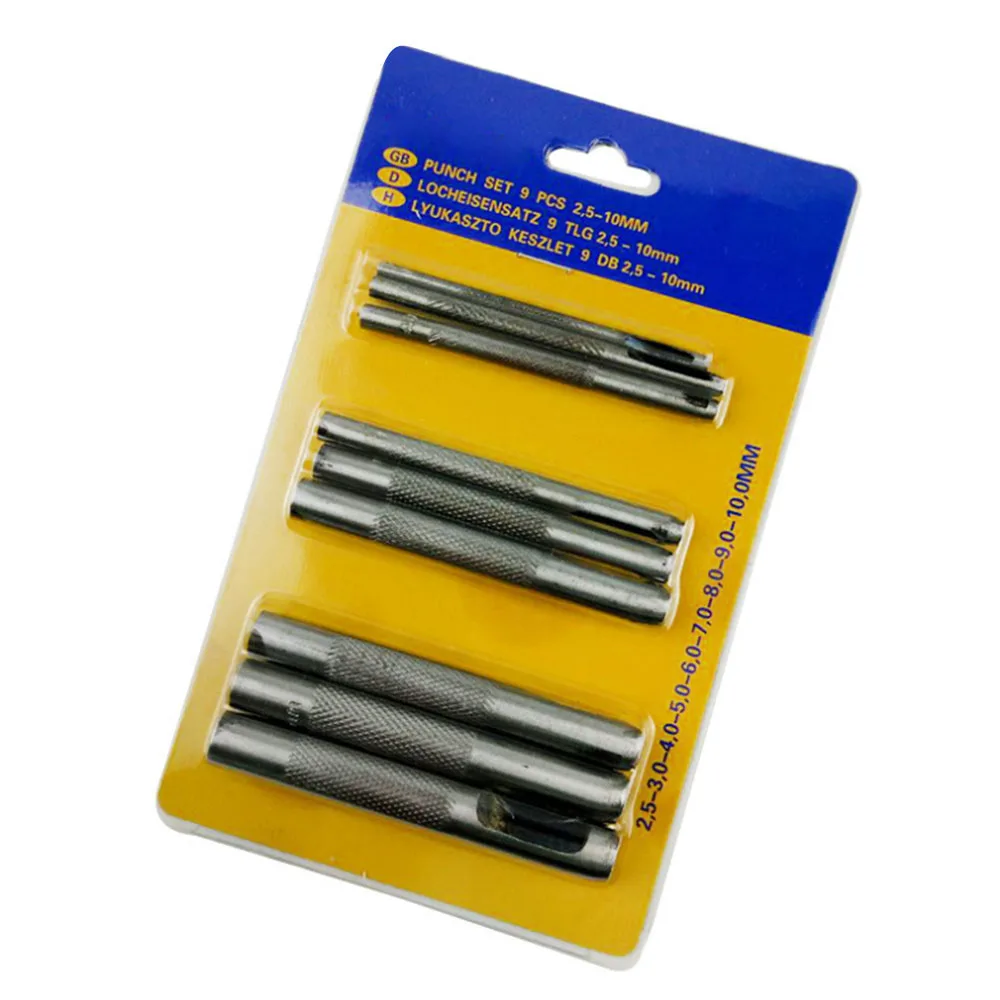 9Pcs Pick Leather Tools Punch Leathercraft Hole Craft Set Hollow Puncher Belt 2.5mm-10mm for Clothing Canvas | Дом и сад