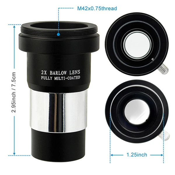 1.25 Short-Focus 2x Barlow Lens for Astronomy Monocular Telescope (5)