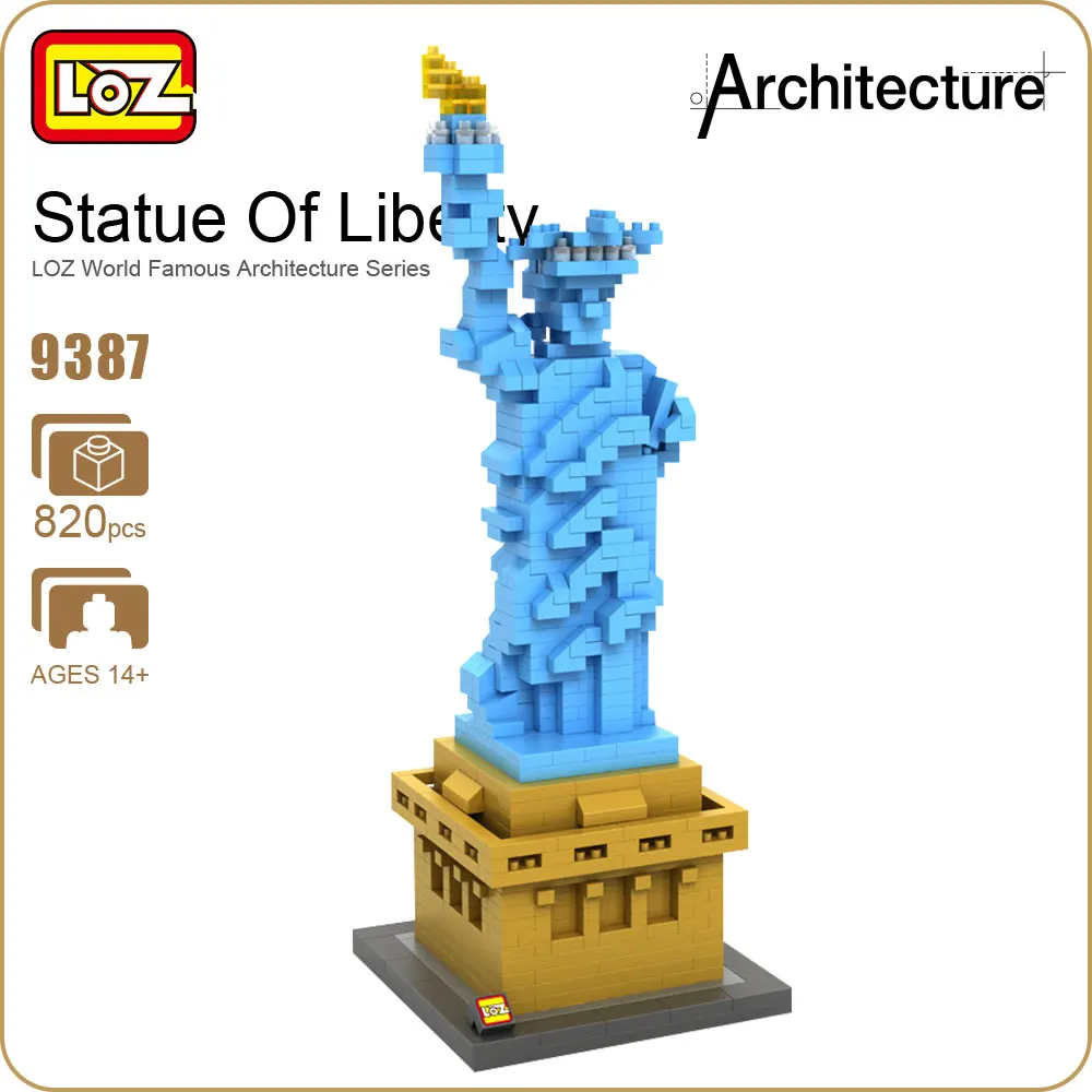 LOZ Statue Of Liberty Diamond Blocks Architecture Statue Model Building Kits City Street Creator Forge World New York Toys 9387 hot toys nanoblock world famous architecture statue of liberty building blocks mini construction brick model iblock fun for kid