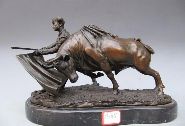 

Collectible bronze lion statue S0732 Spain Bronze Marble Statue Matador Bull Spanish Torero Art Statue on Base Marble B0403