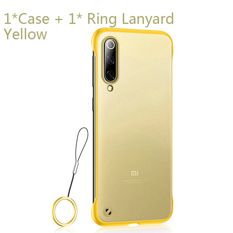 USLION ультра тонкий Бескаркасный чехол для телефона для Xiaomi 9 9 SE 8 Explorer Redmi K20 Pro Прозрачный матовый Жесткий PC чехол s Fundas - Цвет: Yellow Case Ring