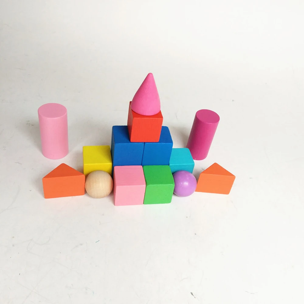 Cores de Madeira Recursos de Aprendizagem para Casa Sets Novas Geométrico Sólidos Formas 3-d Montessori Escolar 70 Pçs - 6 Brinquedos e hobbies