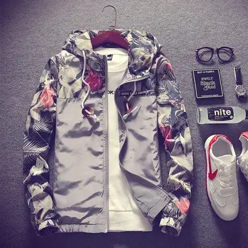 

Autumn Spring men's jacket Lined Zip Hoody Stylish New Fashion Lightweight Hooded Jacket color matching collar jacket male M-3XL