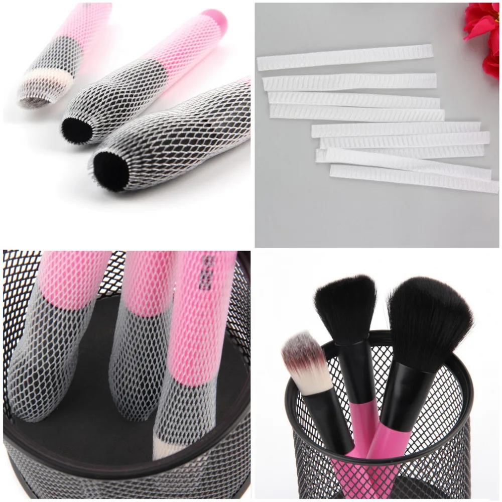 

10 PCS White Make Up Cosmetic Brushes Guards Most Mesh Protectors Cover Sheath Net Without Brush Cosmetic brush case