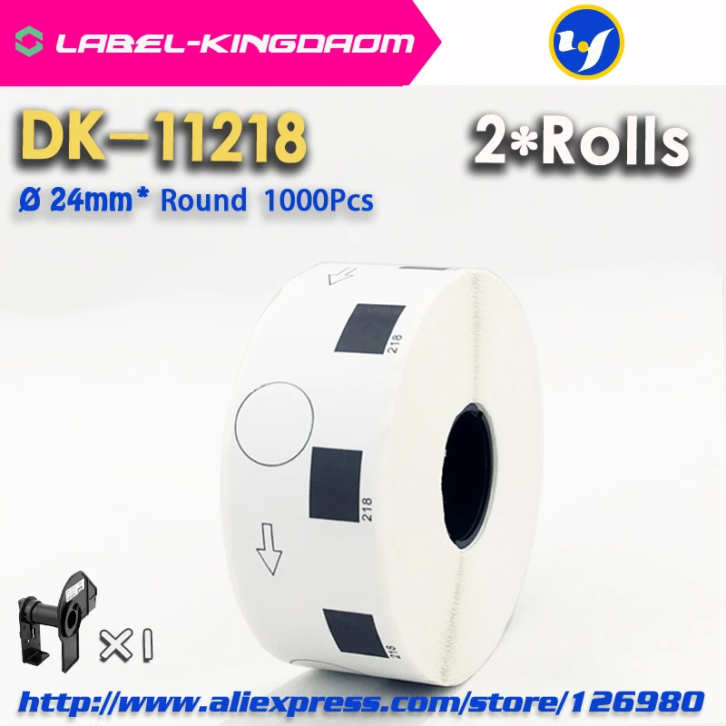 2 Refill рулона совместимый DK-11218 диаметр этикетки 24 мм круглый 1000 шт совместимый для устройство для печатания этикеток QL-700/710/720 DK-1218