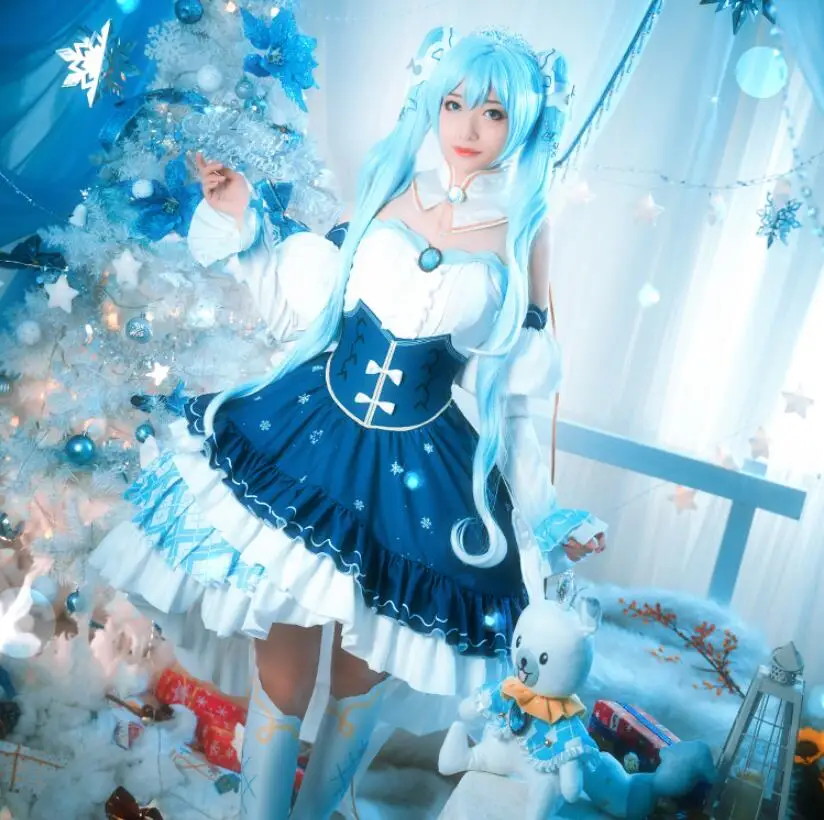 

Hatsune Miku Cosplay Snow Miku Cos Halloween Party Women's Sweet Court Princess Lolita Princess Costume