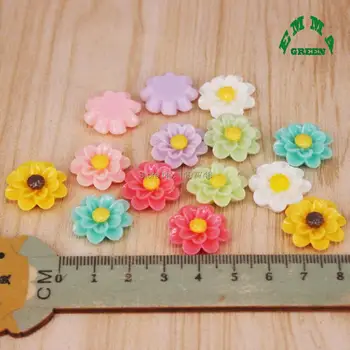 

18mm 20pcs Resin Vintage Daisy Flower Camellia Flat Back Cameo Cabochon For Jewelry Making Accessories