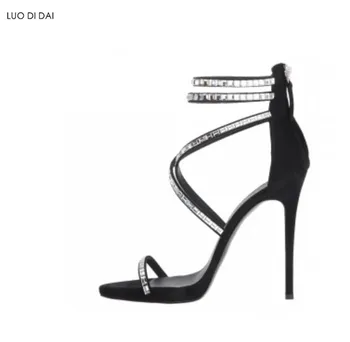 

2020 women glitter party shoes thin heel gladiator sandals wedding shoes rhinestone stud sandals open toe crystal sandals