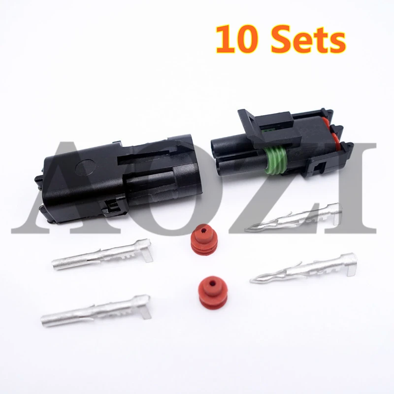 

10 Sets High Quality Delphi Connector Two Pins Way Waterproof Connector For Car Ect.