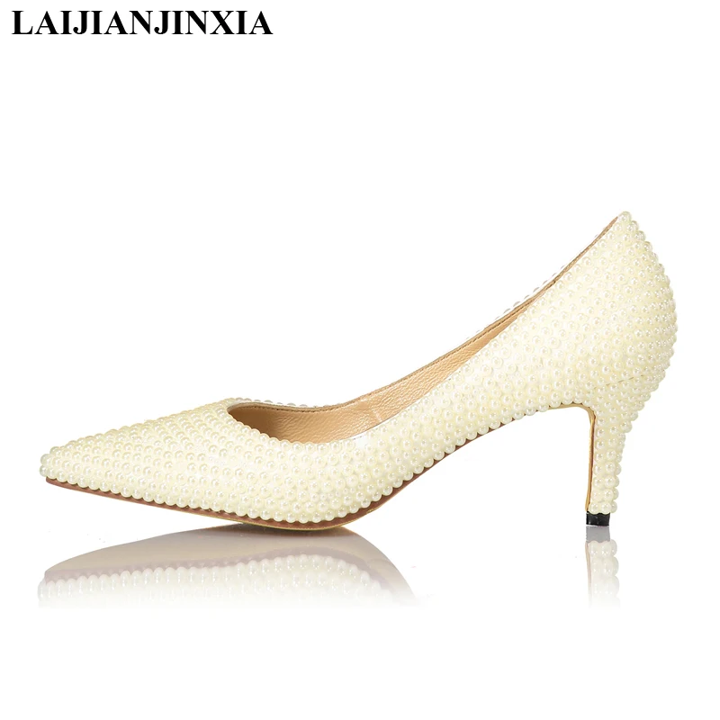 

LAIJIANJINXIA New Women High Heel Shoes Basic Model Pumps Lady Sexy Pointed Toe Wedding Shoes Pumps Handmade Sheepskin Shoes